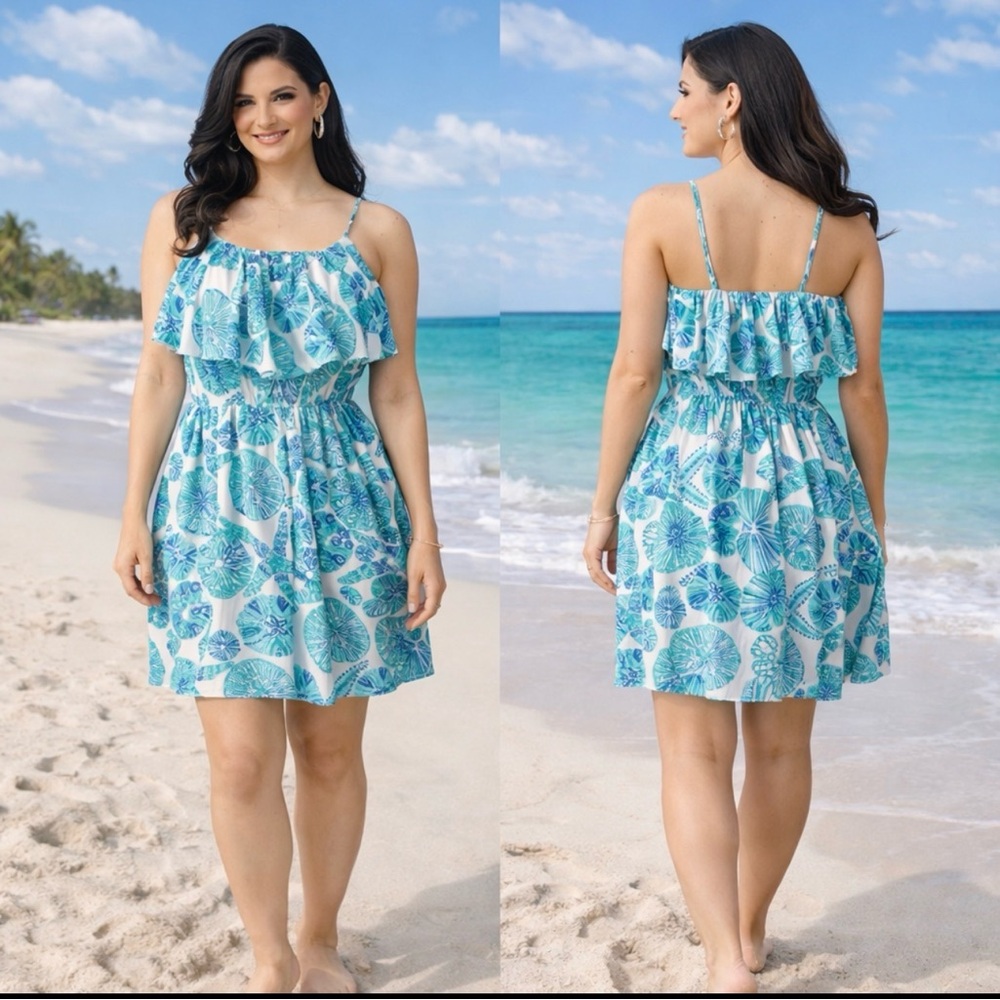 Lilly Pulitzer Dress Blue White S Small Stretch Career Church Washable